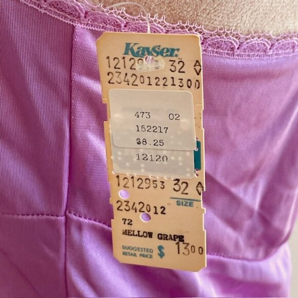 Vintage Kayser Nylon Lace Mellow Grape Full Slip 80's Deadstock NWT 32 - Picture 6 of 7